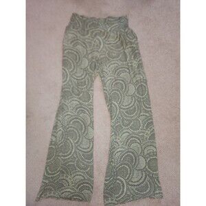 Boho Flare Pants Small Green Mandala Wide Leg Festival Lounge